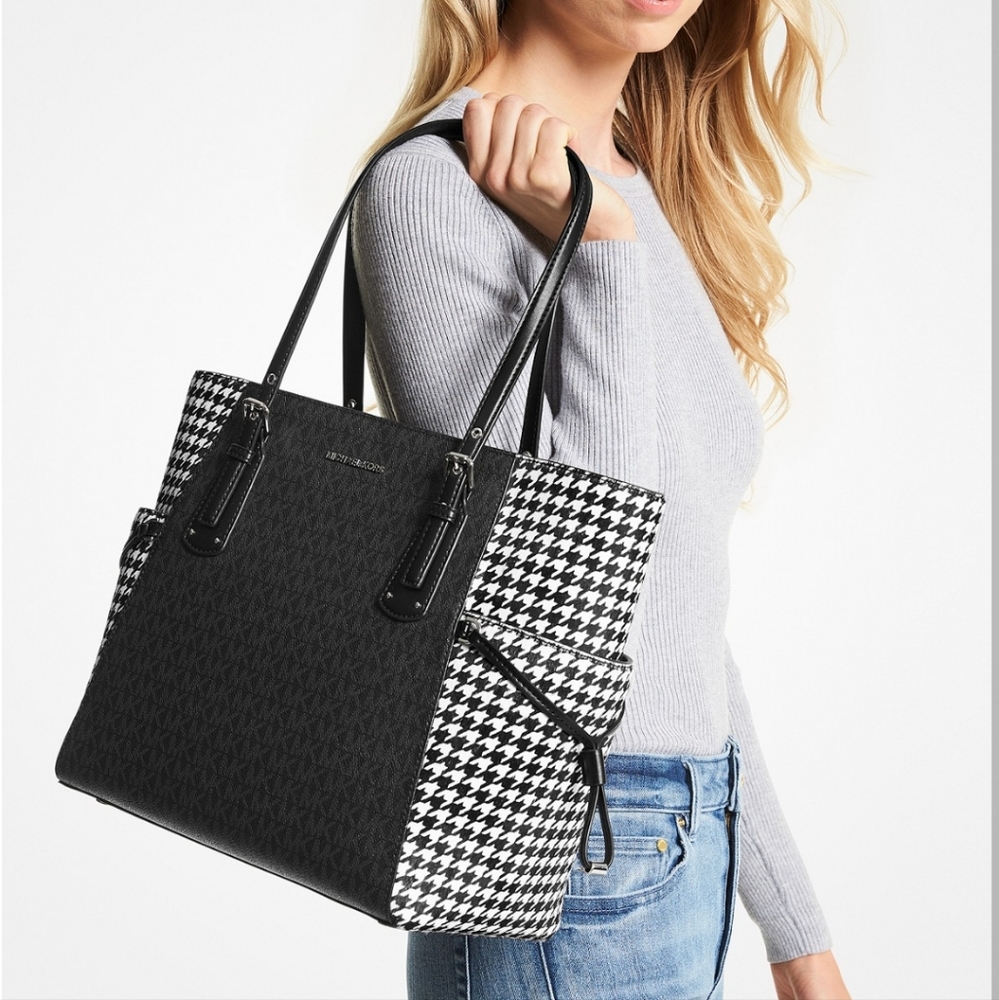 🖤🖤 MICHAEL KORS Signature Houndstooth CALFSKIN Tote 🖤🖤